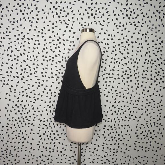 Free People Black Zinia V-Neck Peplum Hem Tank Top - Picture 5 of 10